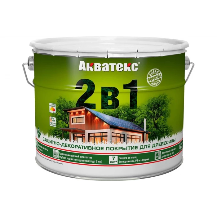 Защитно-декоративное покрытие для дерева Акватекс полуматовое, 9 л, орех 257230