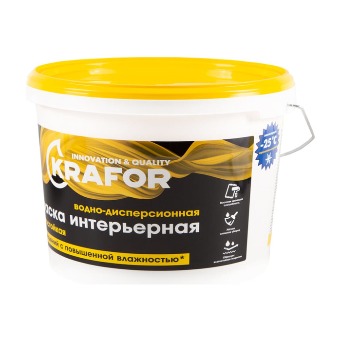Интерьерная краска KRAFOR водно-дисперсная латексная влагостойкая 3 кг 26965