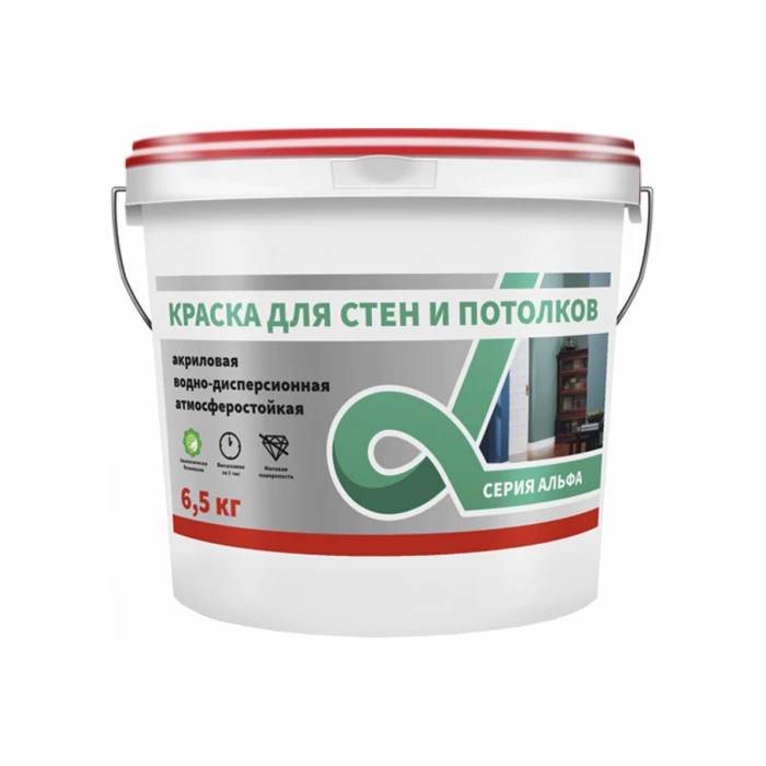 Интерьерная краска Krafor для стен и потолков белая 14 кг