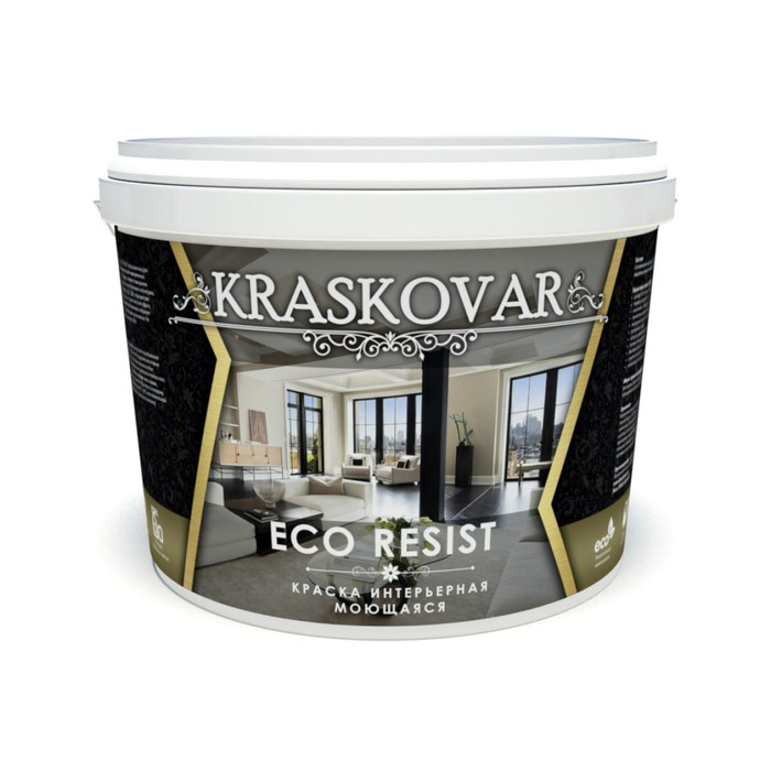 Интерьерная краска Kraskovar ECO RESIST влагостойкая, моющаяся 9л 1350