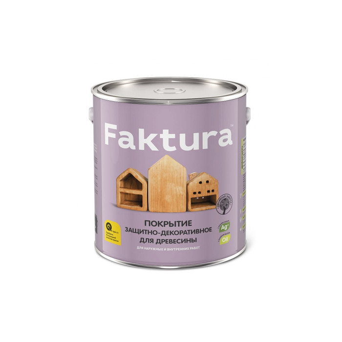 Защитно-декоративное покрытие для древесины FAKTURA бесцветное, ведро 2.5 л 209259 фото 2