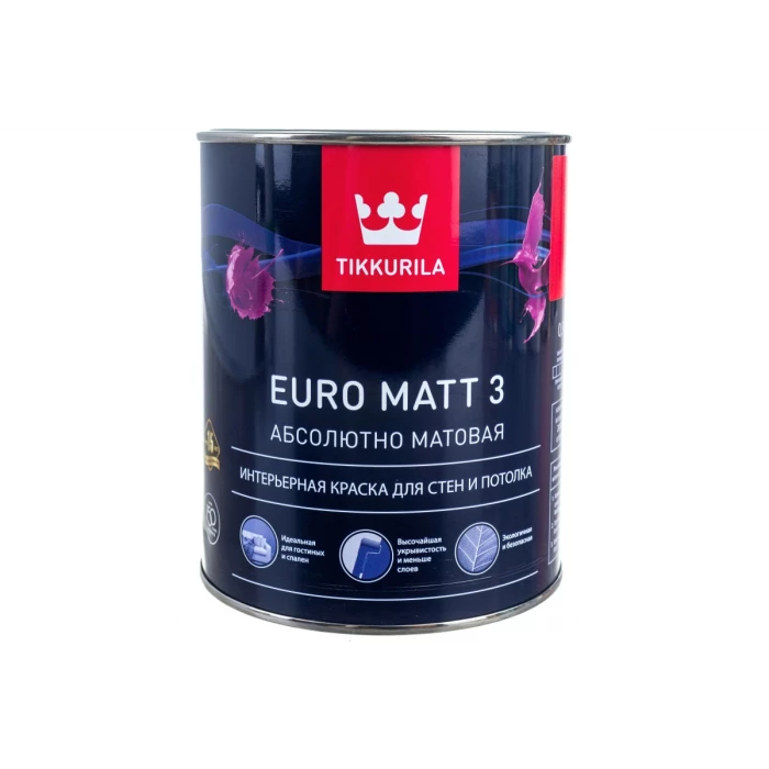 Интерьерная краска TIKKURILA euro matt-3 база с 0,9 л 40600