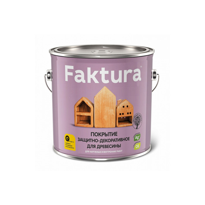 Защитно-декоративное покрытие для древесины FAKTURA с льняным маслом, ионами серебра, для вн/нар., тик, 2,5 л 209265