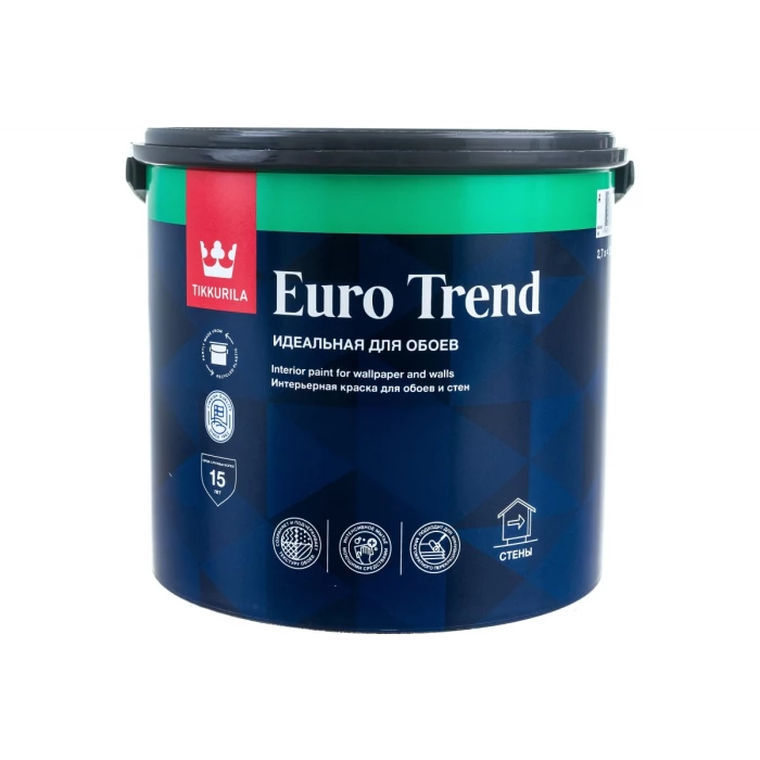 Интерьерная краска TIKKURILA EURO TREND для обоев и стен, база A 2,7л 700009617