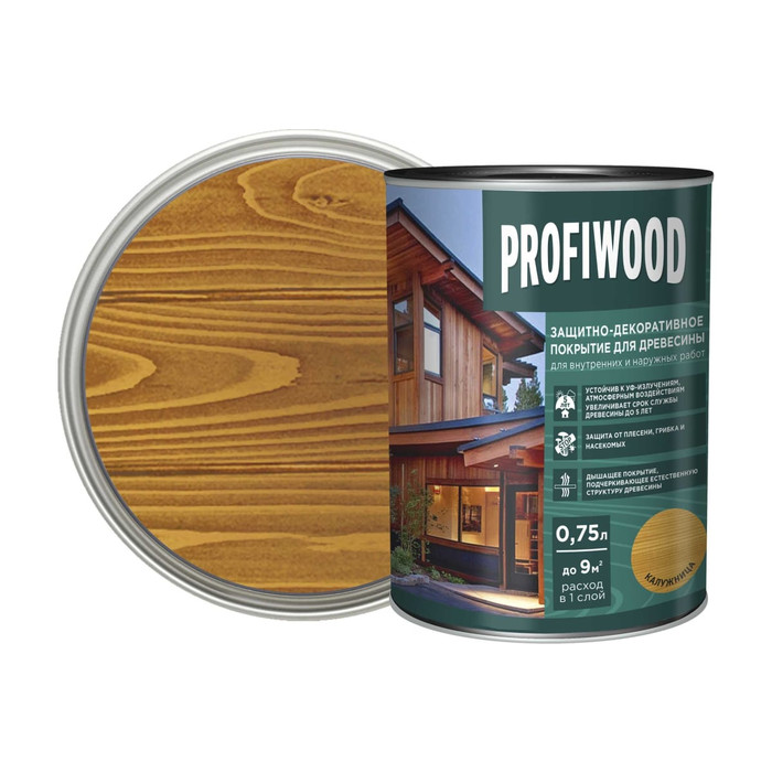 Защитно-декоративное покрытие для древесины PROFIWOOD (калужница; 0.75 л; 0.7 кг) 72620 фото 4