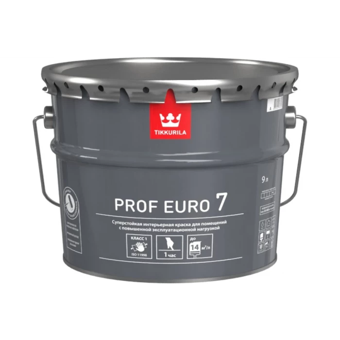 Интерьерная краска TIKKURILA PROF EURO 7 суперстойкая, матовая, база A, 9 л 700009637