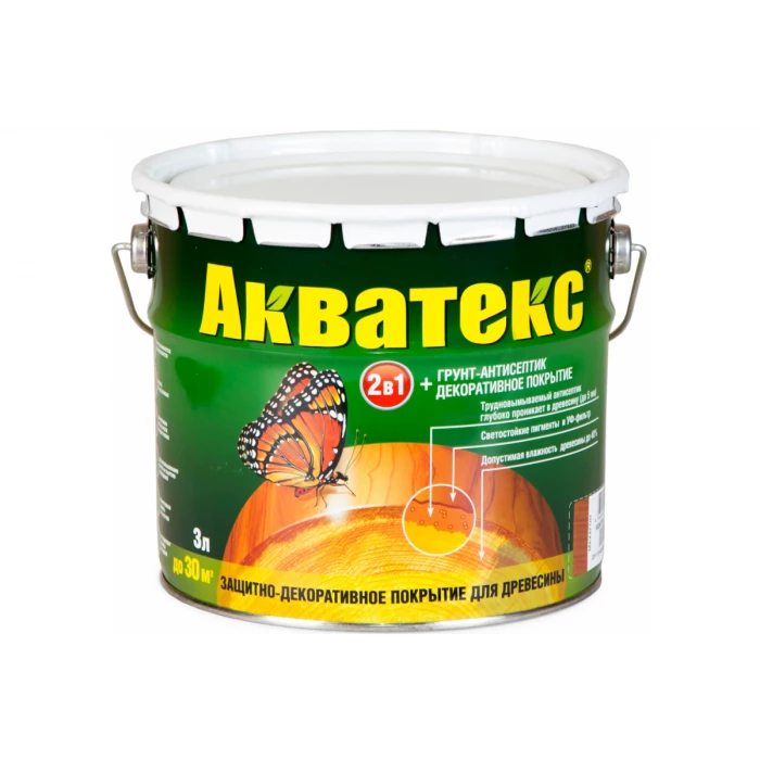 Защитно-декоративное покрытие для древесины Акватекс бесцветный 3 л 4 12602