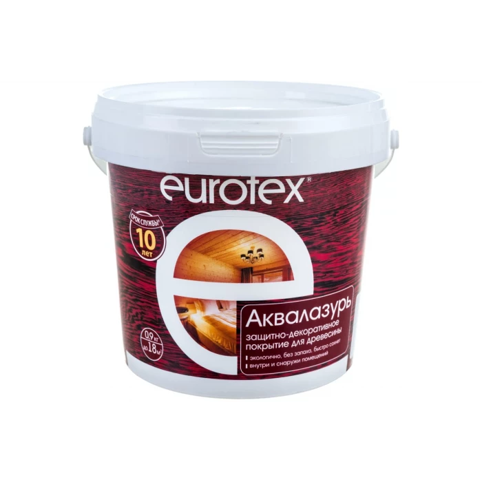 Защитно-декоративное покрытие для древесины покрытие Eurotex Аквалазурь белый 0.9 кг 15634