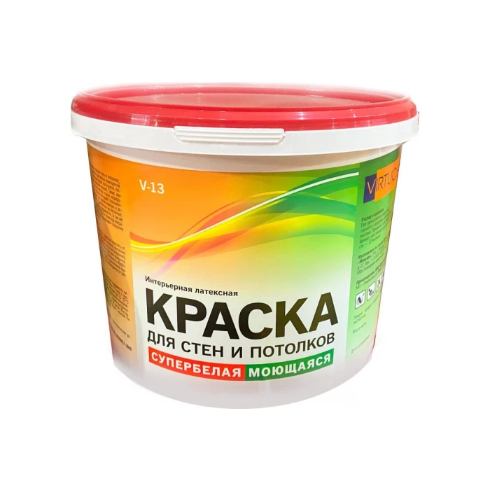 Интерьерная супербелая латексная моющаяся краска VIRTUOSO V-13 L 1,4 кг 11598310