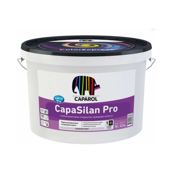 Краска CAPAROL CAPASILAN Pro (Капасилан Про) водно-дисперсионная, для внутренних работ, база 1, 10 л 948105011