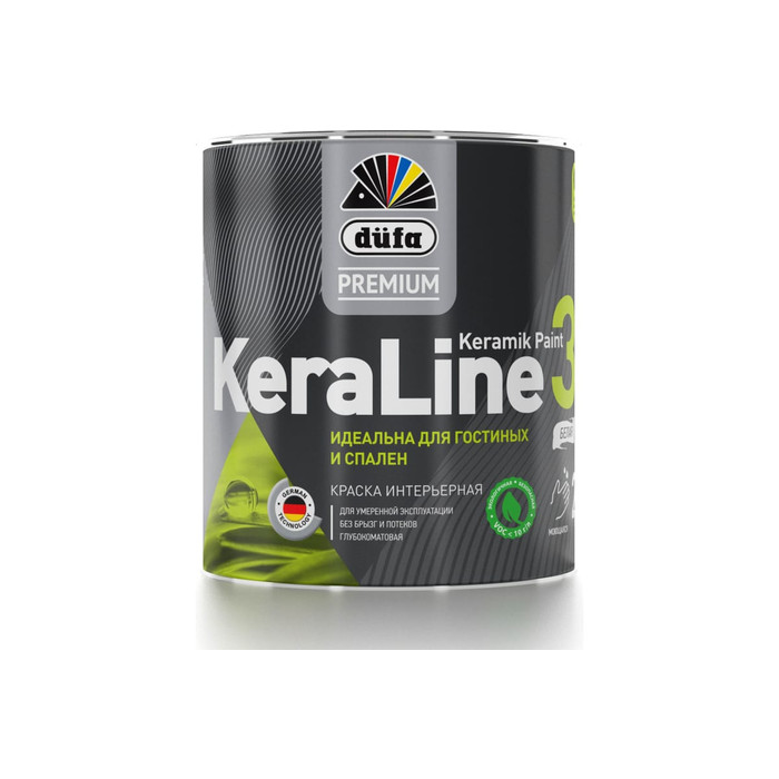 Краска Dufa Premium ВД KeraLine 3, база 3, 0,9 л МП00-006515