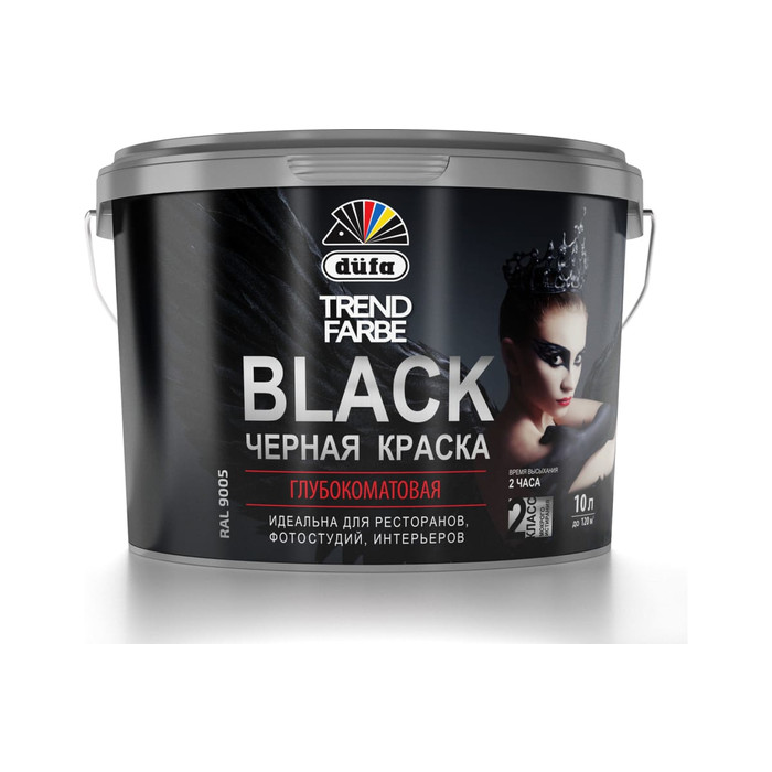 Краска Dufa TREND FARBE ВД BLACK RAL 9005, 10 л МП00-005871 фото 2