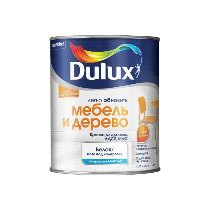 Краска Dulux МЕБЕЛЬ И ДЕРЕВО (база BW; 0,75 л) 5327291
