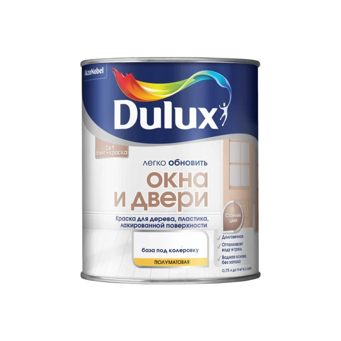 Краска DULUX ОКНА И ДВЕРИ (база BС; 0,75 л) 5327290