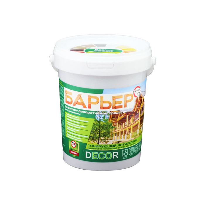 Защитно-декоративный антисептик БАРЬЕР DECOR тик, ведро 0,9 кг 4665296511423