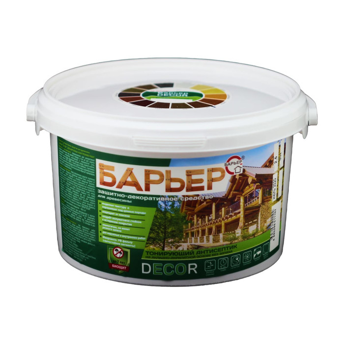 Защитно-декоративный антисептик БАРЬЕР DECOR черное дерево, ведро 2,5 кг 4665296511461
