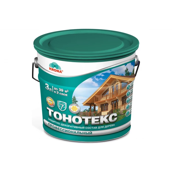Защитно-декоративный состав для дерева KRONA Тонотекс (махагон; 3 л) 66337504