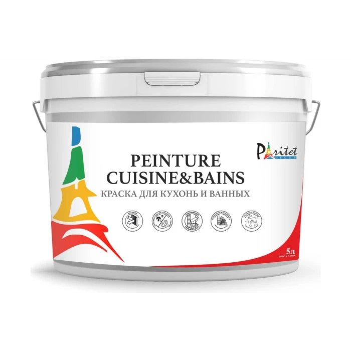 Краска Paritet для кухонь и ванн, белый, 5 л PD-034