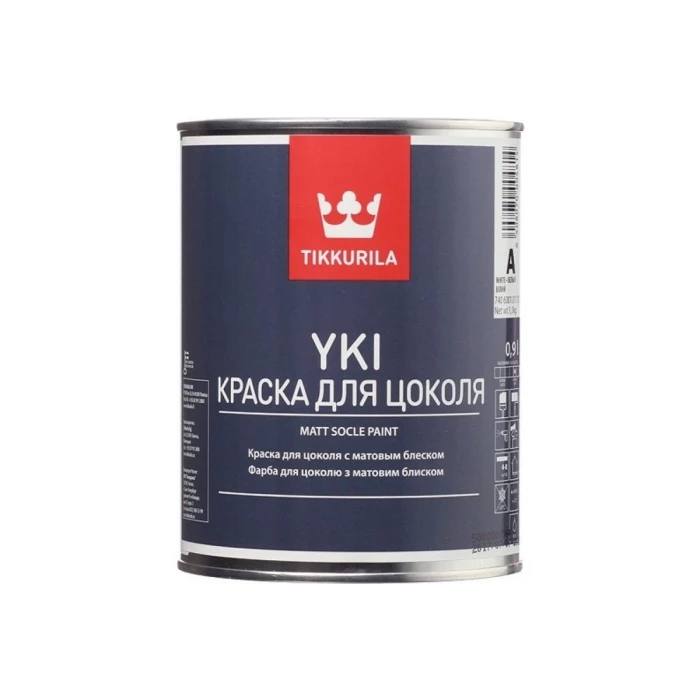 Краска TIKKURILA YKI для цоколя щелочестойкая, латексная на акрилатной основе, база A 0,9л 74060010110 22094