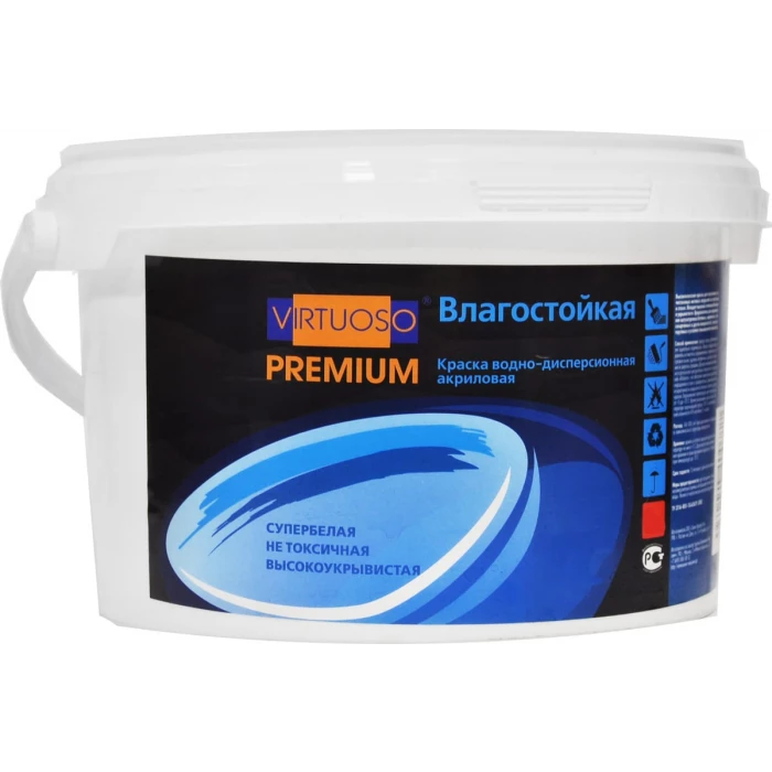 Краска VIRTUOSO PREMIUM влагостойкая супербелая 7кг 11591331