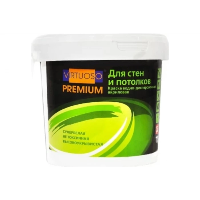Краска VIRTUOSO PREMIUM для стен и потолков супербелая 15кг 11590585