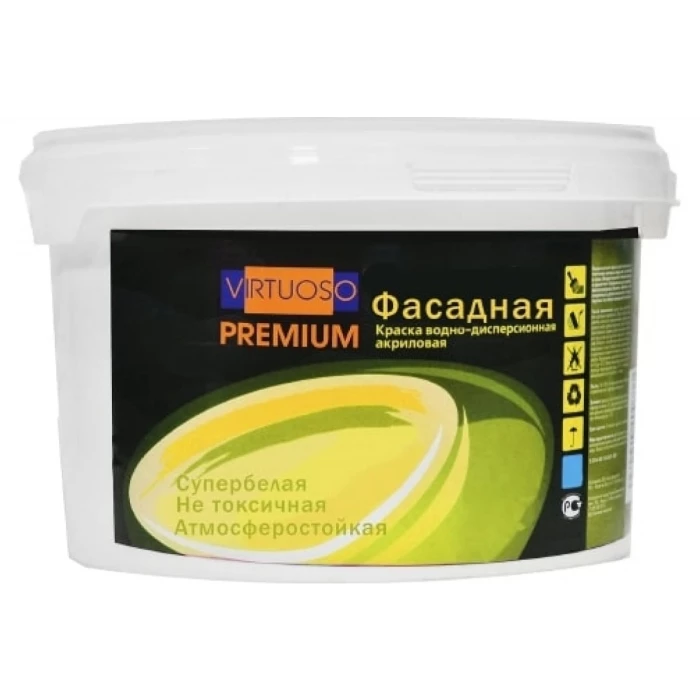 Краска VIRTUOSO PREMIUM фасадная супербелая 15кг 11590588