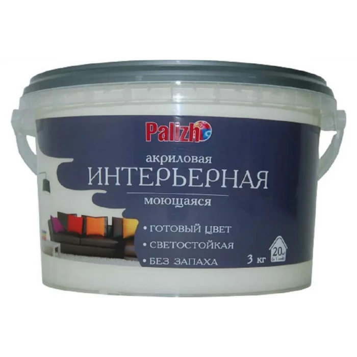 Краска акриловая интерьерная моющаяся Palizh №317 графит 3,3 кг 11606913