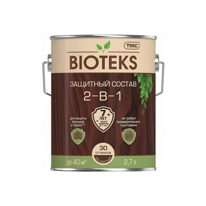 Защитный антисептический состав 2 в 1 ТЕКС Bioteks (золотая сосна; 2.7 л) 211889