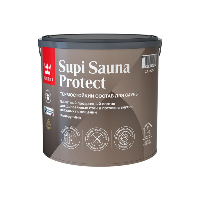Защитный состав для саун Tikkurila supi sauna protect, полуматовый, база EP, 2.7 л 253710