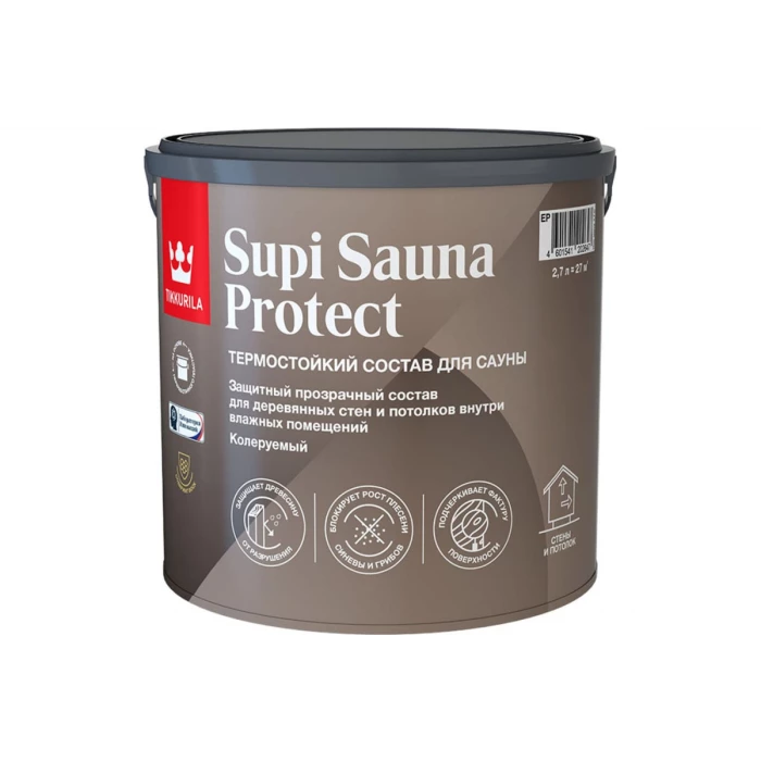 Защитный состав для саун Tikkurila supi sauna protect, полуматовый, база EP, 2.7 л 253710