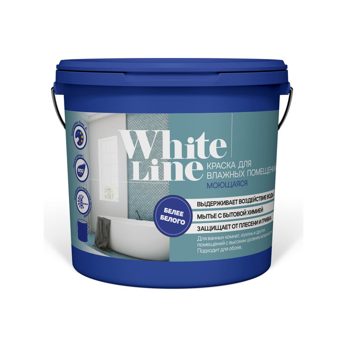 Краска для влажных помещений White Line (моющаяся; 3 кг) 4690417092543