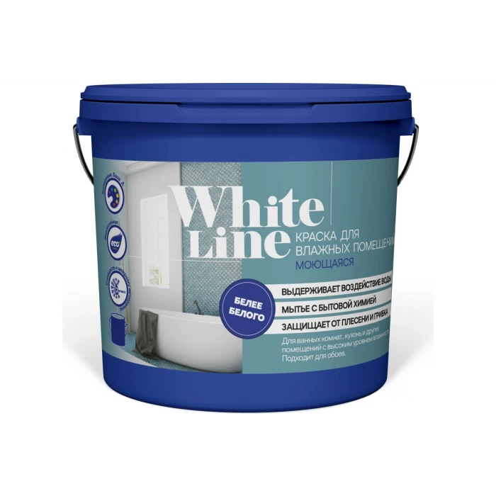 Краска для влажных помещений White Line (моющаяся; 3 кг) 4690417092543