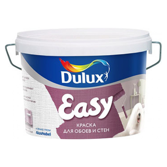 Краска для всех типов обоев DULUX EASY водно-дисперсионная, матовая, база BW, 9 л 5733522