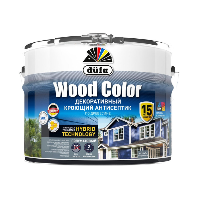 Кроющий антисептик Dufa WOOD COLOR белый база 1 9 л МП00-007350 фото 2