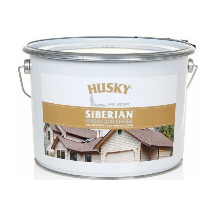 Краска для дерева белая акриловая HUSKY SIBERIAN 9 л База А 28049