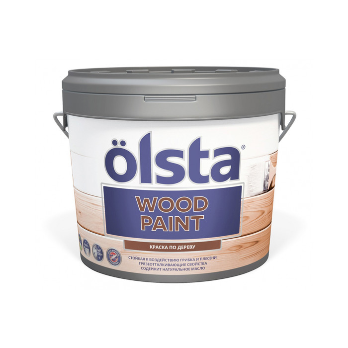 Краска для деревянных поверхностей OLSTA Wood paint матовая БАЗА A 0.9 л OWDA-09