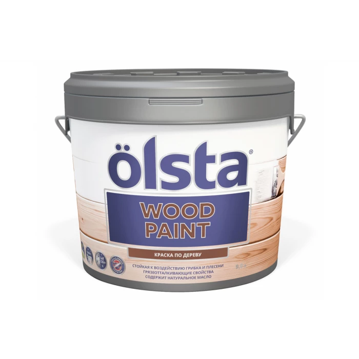 Краска для деревянных поверхностей OLSTA Wood paint матовая БАЗА A 9 л OWDA-90