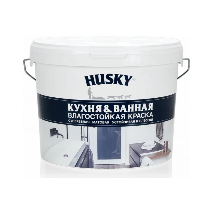 Краска для кухонь и ванных комнат HUSKY 9 л 26206