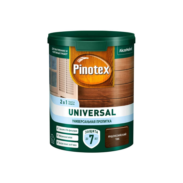 Пропитка 2 в 1 Pinotex UNIVERSAL индонезийский тик, 0,9 л 5620702