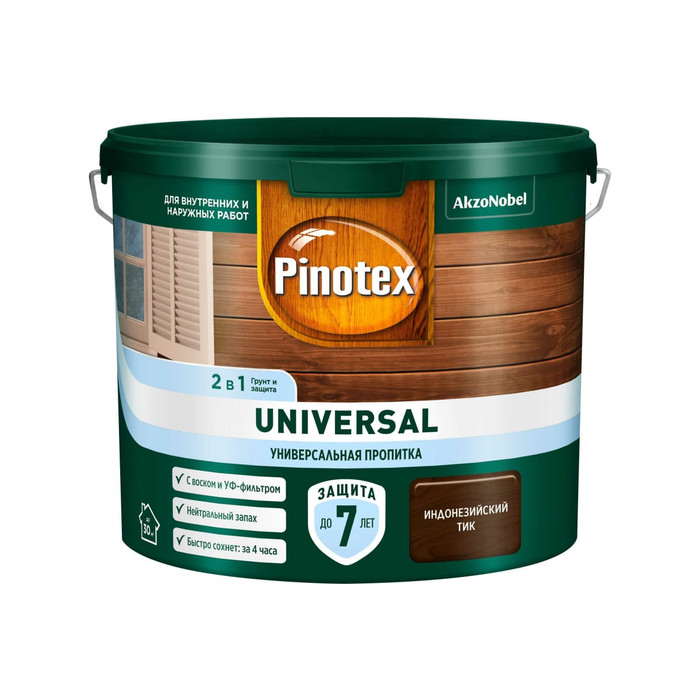 Пропитка 2 в 1 Pinotex UNIVERSAL индонезийский тик, 2,5 л 5620683