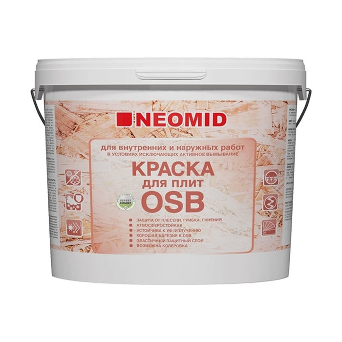 Краска для плит OSB Neomid 14 кг для внутренних и наружных работ Н-КраскаOSB-14
