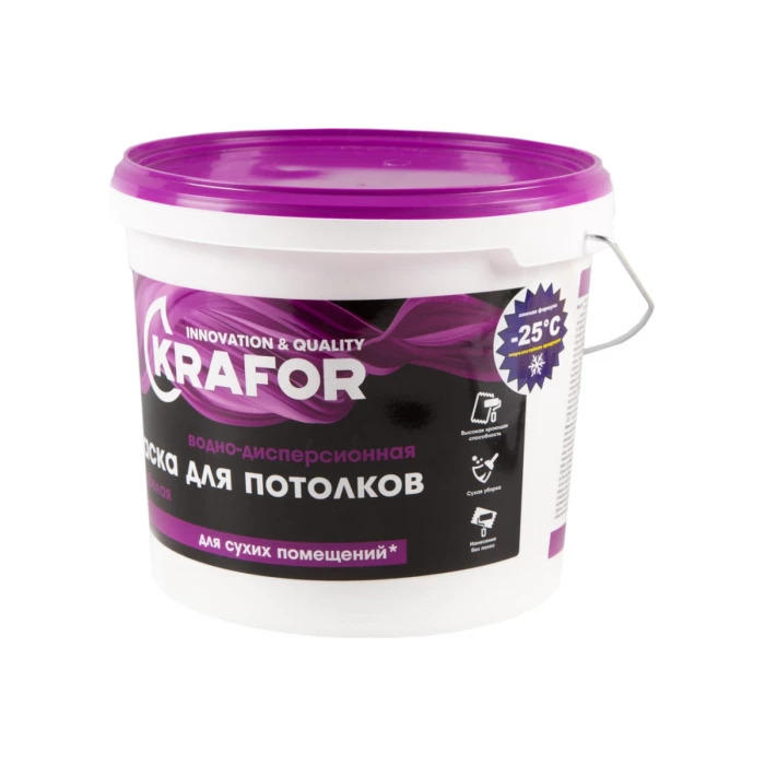 Краска для потолков KRAFOR супербелая 6,5 кг 26949