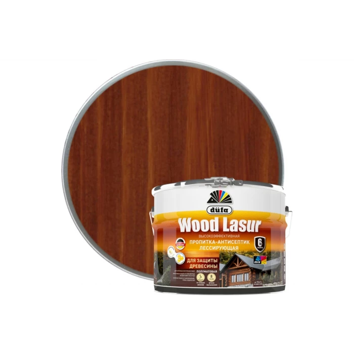 Пропитка Dufa WOOD LASUR махагон 9 л МП00-008619