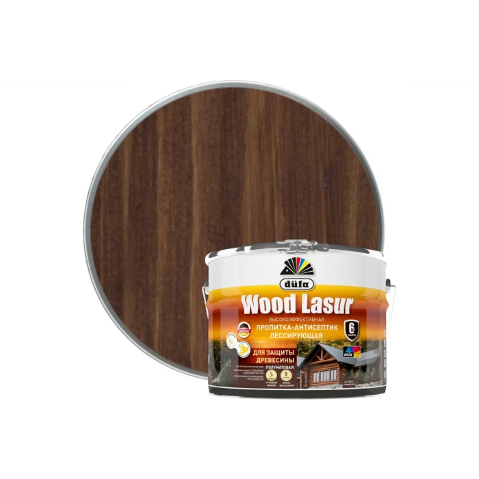 Пропитка Dufa WOOD LASUR орех 9 л МП00-008622