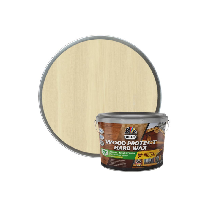 Пропитка Dufa WOOD PROTECT HARD WAX прозрачный, 9 л МП00-010458