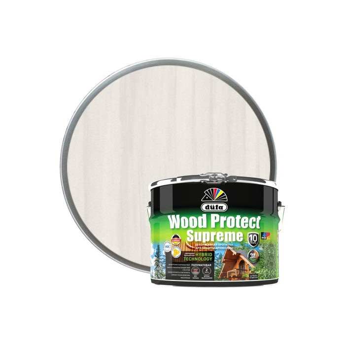 Пропитка Dufa WOOD PROTECT Supreme, белая 9 л МП00-008386