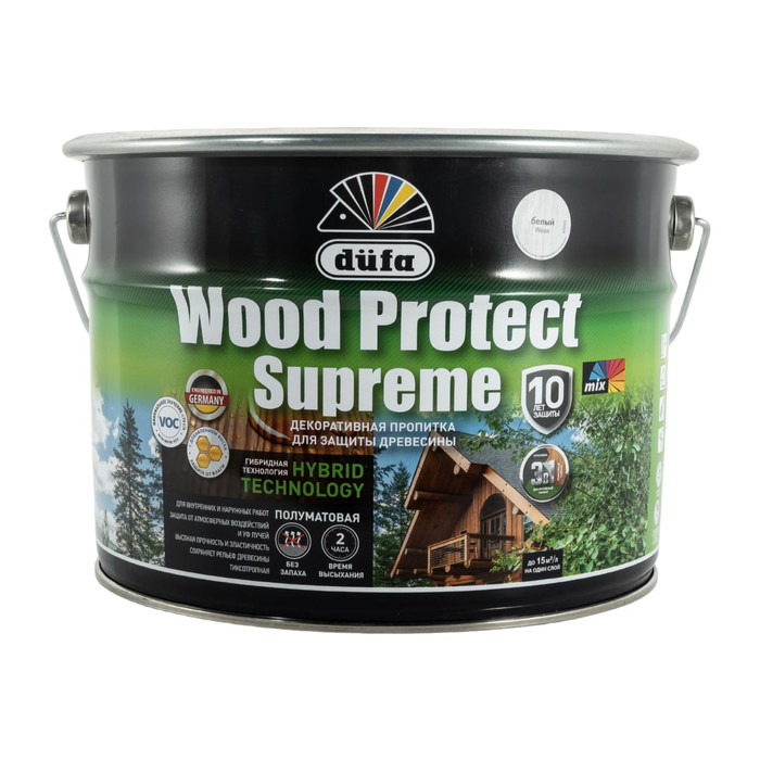 Пропитка Dufa WOOD PROTECT Supreme, белая 9 л МП00-008386 фото 2