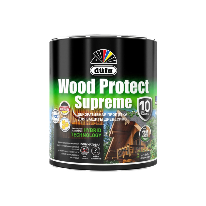 Пропитка Dufa WOOD PROTECT Supreme, бесцветная 0.75 л МП00-008333 фото 2