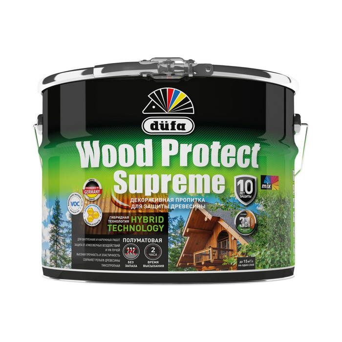 Пропитка Dufa WOOD PROTECT Supreme, бесцветная 9 л МП00-008383 фото 2