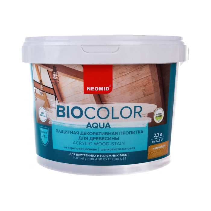 Пропитка Neomid BIO COLOR aqua NEW 2014 светлый дуб /2.3л/ Н -AQUA-2,3/сдуб фото 7